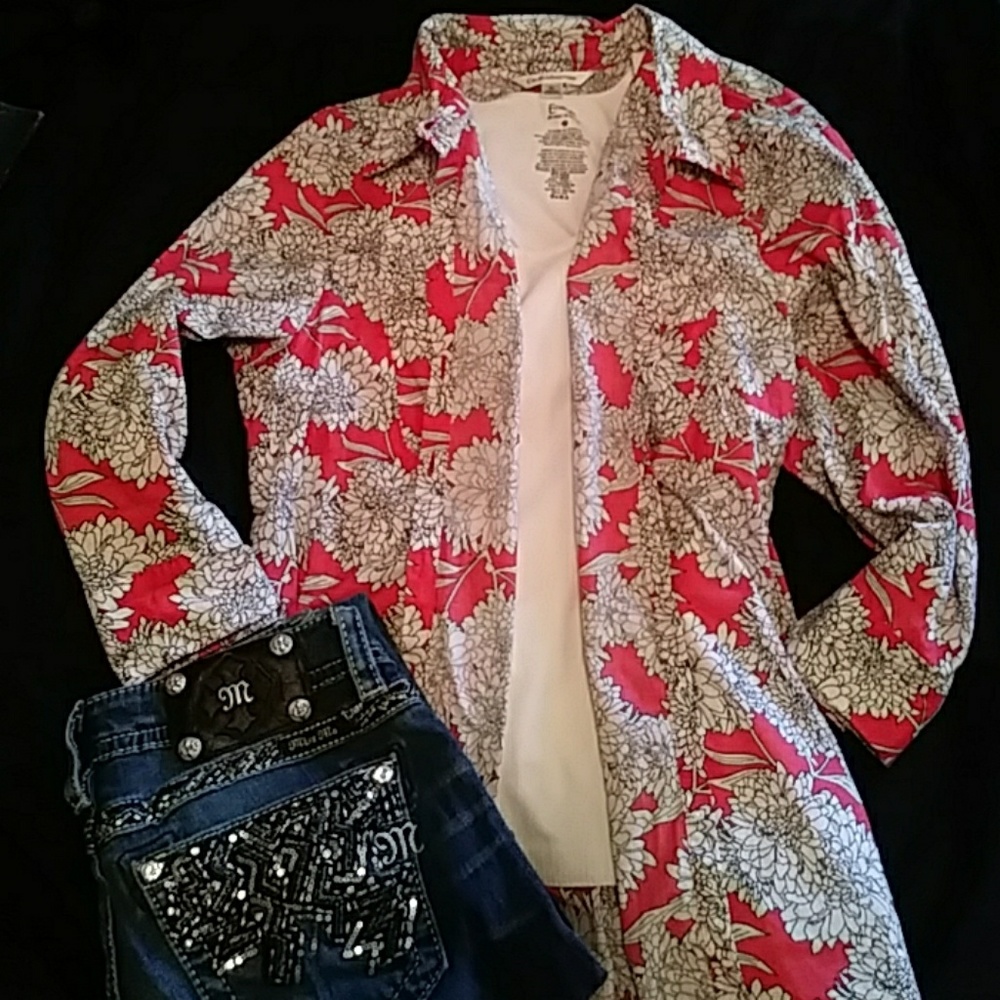 Floral pattern 3/4 sleeve blouse